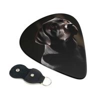 Lot de 6 médiators labrador noir avec porte-médiators en cuir pour guitare électrique, ukulélé 0,71 mm