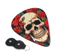 Lot de 6 médiators personnalisés avec boîte de rangement Sugar Skull Rose pour guitare électrique acoustique (0,46 mm, 0,71 mm, 0,96 mm)