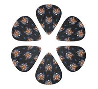 Lot de 6 médiators personnalisés Cool et Tiger noirs, fins, moyens et épais (0,46 mm/0,71 mm/0,96 mm) pour basse, guitare acoustique, guitare électrique et mandoline