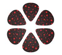 Lot de 6 médiators personnalisés, style horreur classique avec éclaboussures de sang, noir et rouge, épaisseurs disponibles : épais, moyen, fin (0,46 mm/0,71 mm/0,96 mm), pour basse, mandoline, gui