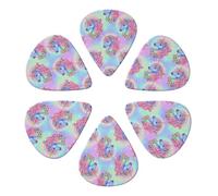 Lot de 6 médiators polyvalents Unicorn, semi-ronds en celluloïd pour mandoline, basse et guitare, tirants léger/moyen/fort