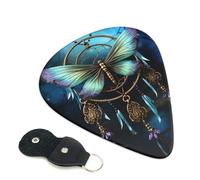 Lot de 6 médiators pour guitare électrique, 3 épaisseurs différentes, attrape-rêves, libellule avec sac de rangement pour guitares acoustiques, médiators de basse (0,46 mm, 0,71 mm, 0,96 mm)