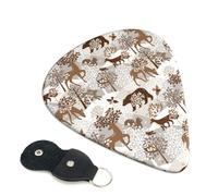 Lot de 6 médiators pour guitare électrique, acoustique, ukulélé, renard, chouette, lapin, oiseau, arbre - Avec sac de rangement