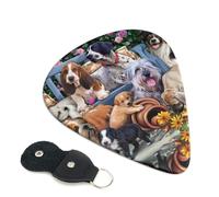 Lot de 6 médiators pour guitare électrique et acoustique - Motif chien mignon - Pour basse, guitares acoustiques, ukulélés, fins, moyens et épais - 0,96 mm