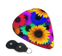 Lot de 6 médiators pour guitare - Motif tournesol arc-en-ciel - Pour basse, guitare électrique, acoustique, ukulélé