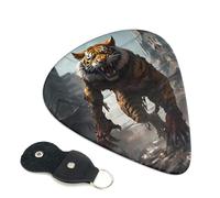 Lot de 6 médiators Ruins Tiger Warrior pour guitare basse, électrique, acoustique, ukulélé, médiators lourds avec sac de rangement