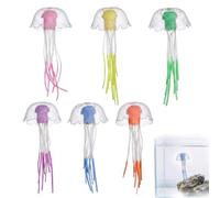 Lot de 6 Méduses Artificielles Fluorescentes pour Décoration Aquarium - Méduses en Silicone avec Paillettes Dorées, Accessoires pour Aquarium Eau Douce et Mer, 6 Couleurs, Diamètre 20mm