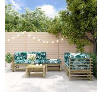 Lot de 6 meubles de jardin en bois de pin imprégné, meubles d'extérieur pour balcon et terrasse, design modulaire, durable, capacité de charge de 110 kg par siège