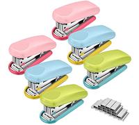 Lot de 6 mini agrafeuses avec 1 000 agrafes - Rose - Capacité : 16 feuilles - Agrafes standard avec boîte de retrait d'agrafes de bureau pour enfants - Fournitures scolaires et de bureau - 3 couleurs