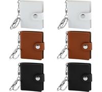 Lot De 6 Mini Albums Photo De 5,1 Cm - Petit Porte-Clés En Cuir - Classeur Pour Cartes Photo - Porte-Cartes Mémoires - Mini Album Photo De Poche Pour Cartes, Photos D'Identité