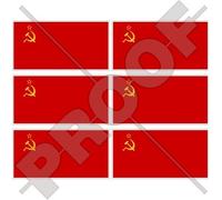 Lot de 6 mini autocollants en vinyle pour téléphone portable Motif drapeau de l'Union soviétique USSR Russie 40 mm