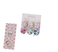 Lot de 6 mini badges à boutons de dessin animé mignon style dessin animé Kawaii rétro pour filles enfants sac à dos trousse à crayons Broche décorative Accessoires, 1.0*1.0*1.0