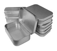 Lot de 6 mini boîtes de rangement portables à charnière en métal avec couvercle pour le rangement de la maison, 9,4 x 5,8 x 2 cm, argenté