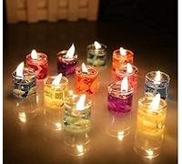 Lot de 6 mini bougies en gel de verre non parfumées | Bougies en gelée sans fumée pour décoration d'intérieur, Diwali, spa, anniversaire, fête, festival et Noël | 2,5 x 2,5 cm
