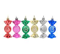 Lot de 6 mini boules de Noël à suspendre en forme de canne à sucre d'orge de Noël 10 cm