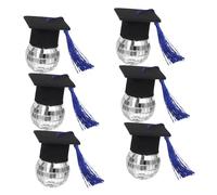 Lot De 6 Mini Boules Disco Décorations De Gâteaux En Forme De Chapeau De Remise De Diplôme Avec Pompon Et Boule Disco Pour Une Fête De Remise De Diplôme Décorations De Cupcakes