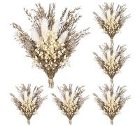 Lot de 6 mini bouquets de fleurs séchées avec herbe de la pampa, corsages bohèmes de 10,2 cm pour mariage, fête et loisirs créatifs