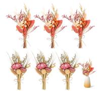Lot de 6 mini bouquets de fleurs séchées bohème, petites fleurs séchées, naturelles, pour décoration bohème, cadre photo, bricolage, décoration de mariage et fête