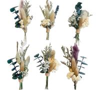 Lot de 6 mini bouquets de fleurs séchées, petits arrangements floraux faits à la main pour décorations de mariage, projets d'artisanat, décoration d'intérieur rustique
