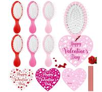 Lot de 6 mini brosses à cheveux de voyage pour poche et sac à dos - Brosse à cheveux démêlante pour tous les types de cheveux (2 rouges, 2 roses, 2 brosses roses)