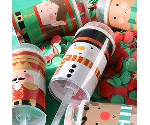 Lot de 6 mini canons à confettis biodégradables pour Noël