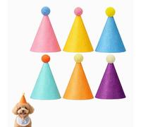 Lot de 6 mini chapeaux de fête avec pompons - Pour animaux de compagnie, chiens, chats et anniversaire