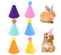 Lot de 6 mini chapeaux de fête pour animaux jouets, chapeaux de fête pour nounours, chapeaux d'anniversaire réutilisables pour petits animaux de compagnie, chapeau de fête réglable pour chiens, chats