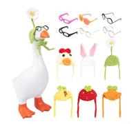 Lot de 6 mini chapeaux tricotés et lunettes de soleil pour oies de bureau, tenues uniques pour oies de 17,8 cm et petits animaux de compagnie, parfaits pour les fêtes