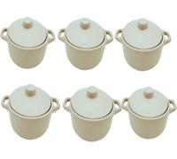 Lot de 6 mini cocottes blanches avec couvercle 15,3 x 5,9 cm Température Four Pour Petits Plats