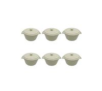 Lot de 6 mini cocottes blanches rayées avec couvercle 17,5 x 9,5 cm Hobbytech