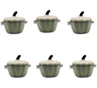 Lot de 6 mini cocottes en forme de courge blanche avec couvercle 11 x 9,5 cm Haute Température Four Pour Petits Plats