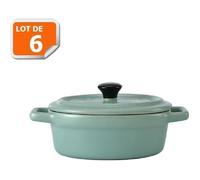 Lot de 6 mini cocottes ovales bleues/vertes avec couvercle et poignées HobbyCook