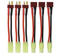 Lot de 6 mini connecteurs de style Tamiya vers fiche T Deans mâle femelle pour contrôleur de vitesse RC ESC Charge de batterie Lipo 16 AWG 80 mm