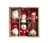Lot de 6 mini décorations de Noël faites à la main en bois et en tissu pour arbre, couronne ou guirlande, figurines colorées à suspendre (2)