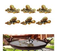 Lot de 6 mini disques de bain en laiton pour bain d'oiseaux - Ajustement universel pour bains d'oiseaux, bol, fontaine, décoration de jardin - Décoration extérieure (pieuvre)