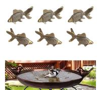 Lot de 6 mini disques de bain en laiton pour bain d'oiseaux - Ajustement universel pour bains d'oiseaux, bol, fontaine, décoration de jardin - Décoration extérieure (gros poisson)