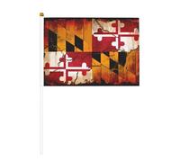 Lot de 6 mini drapeaux à bâton, 14 x 21 cm, drapeaux vintage imprimés drapeau du Maryland, petits fanions agitant pour le sport, bannières d'encouragement avec mât de 30 cm