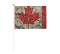 Lot de 6 mini drapeaux canadiens durables de 14 x 21 cm sur bâtons pour extérieur, cour et jardin