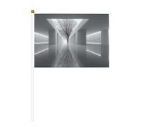 Lot de 6 mini drapeaux d'architecture abstraite, durables, 14 x 21 cm, petits drapeaux sur bâtons pour extérieur, cour et jardin