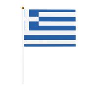 Lot de 6 mini drapeaux grecs durables de 14 x 21 cm sur bâtons pour extérieur, cour et jardin