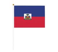 Lot de 6 mini drapeaux haïtiens durables de 14 x 21 cm sur bâtons pour extérieur, cour et jardin