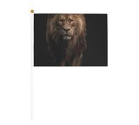 Lot de 6 mini drapeaux « The anger of a lion » - Durable - 14 x 21 cm - Petits drapeaux sur bâtons - Pour extérieur, cour et jardin