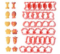 Lot de 6 mini emporte-pièces pour petits chiens, y compris poisson rouge, os, patte de chien, fleur, cœur, carotte pour gâteaux, biscuits, sucre, collations pour animaux domestiques, fête (rose)