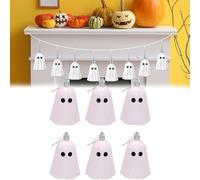 Lot de 6 mini fantômes décoratifs d'Halloween à suspendre en plastique pour maison hantée, fête, arbre de Noël, fournitures d'intérieur (rose clair) - 8 cm