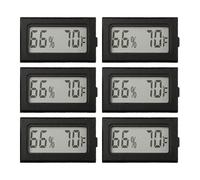 Lot de 6 mini hygromètres numériques pour surveillance de la température intérieure et de l'humidité, -45,6 °C à 21,1 °C/10 à 99 % HR, ± 2 °F ± 5 % de précision, pour humides, serres, étuis de guitare