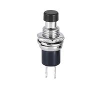Lot de 6 mini-interrupteurs à bouton-poussoir momentanés ronds de 7 mm, 1 NO, 1 NC, à réinitialisation automatique, for l'électronique et les panneaux de commande DIY(Black,6PCS_1NC)