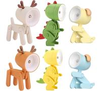 Lot de 6 mini lampes de table à LED pour chien - Joli petit support de téléphone - Dinosaure - Veilleuse - Réglable - Cadeau pour les étudiants et les enfants (mixte, 6 pièces)