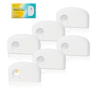 Lot de 6 mini lampes d'escalier avec détecteur de mouvement à piles, lumière blanche chaude, rechargeable, magnétique, à intensité variable, à coller sans fil, pour escaliers, couloir, salle de bain