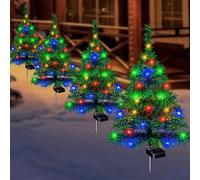 Lot de 6 mini lumières solaires pour sapin de Noël 2026, décorations de vacances, petits arbres de Noël solaires pour l'extérieur, petites lumières d'allée, cours, jardins, pelouses, lumières