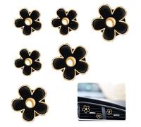 Lot de 6 mini marguerites décoratives en alliage pour grille d'aération de voiture/cabine/chambre - Porte-parfum antirouille avec 8 tablettes parfumées